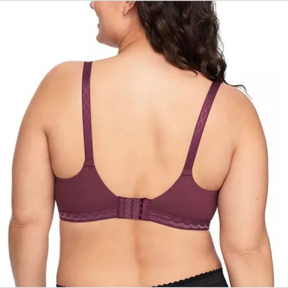 Warner's Cloud 9 Wire-Free Contour Bra, Burgundy, Women's Comfort Bra, 34A-40C - Picture 2 of 2